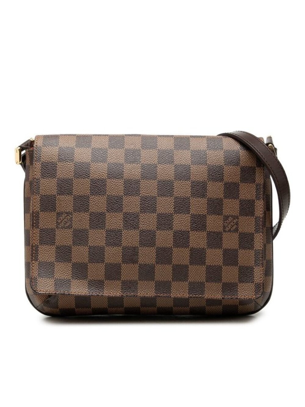 Louis Vuitton Damier Musette Tango Long Crossbody Shoulder Bag Brown Leather